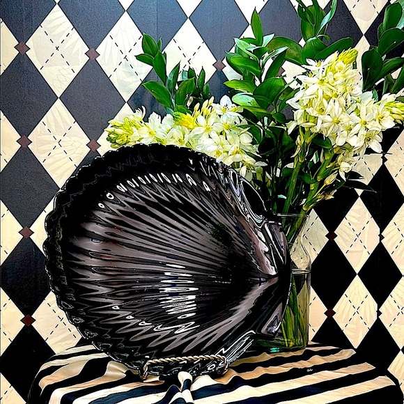 Vintage Other - Vintage Arcoroc France Coquillage Black Glass Oyster-Shaped Serving Platter| 13”